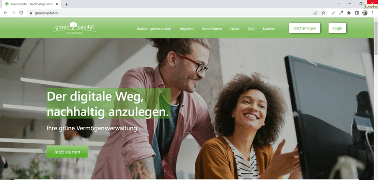 Screenshot von greencapital.de - Ankündigung Webinar greencapital stellt sich vor